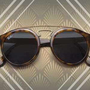 Ray-Ban Collection GATSBY Retro Double Bridge Sunglasses Havana Brown Gold